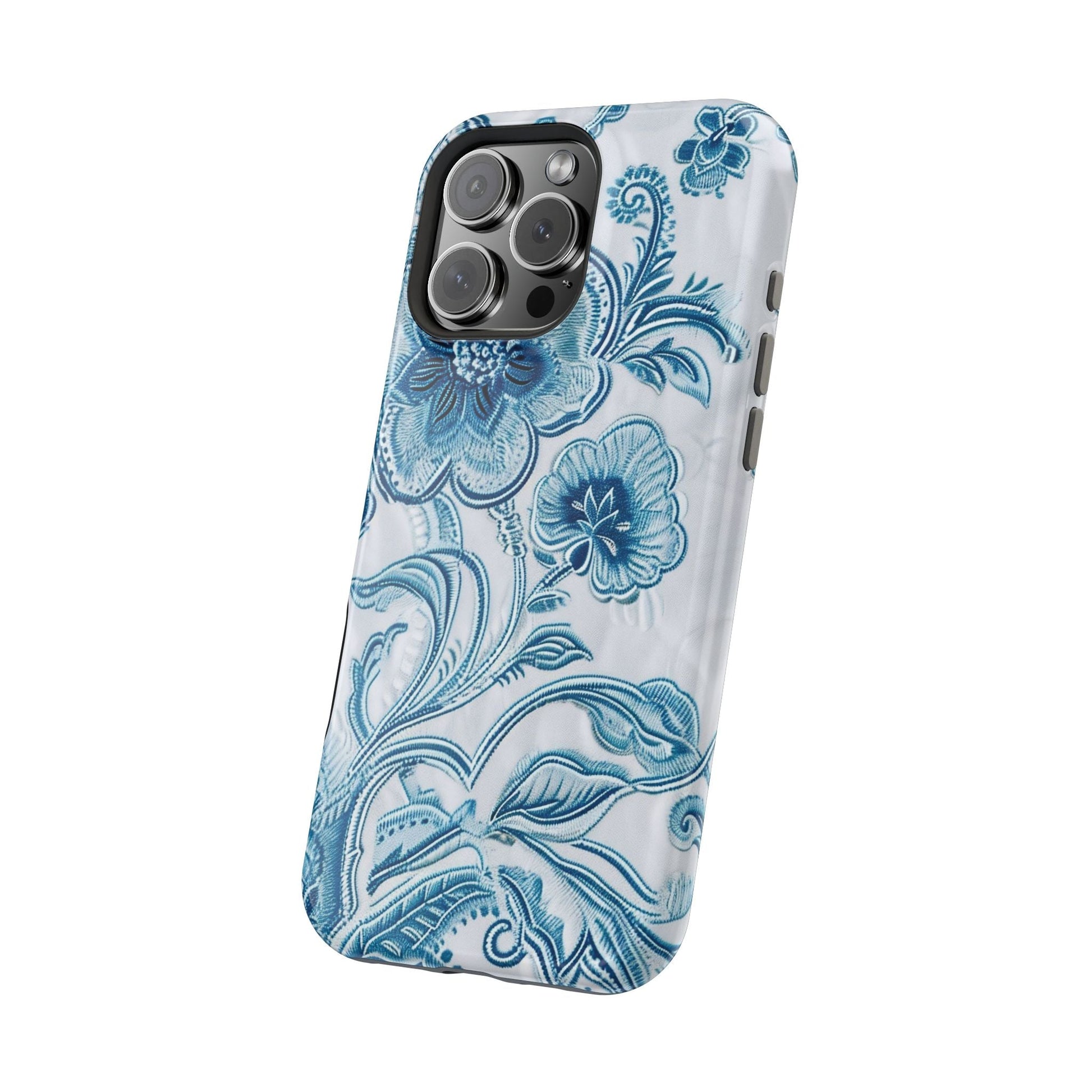 Blue Floral Magnetic Impact - Resistant Phone Case - DIGITAL X