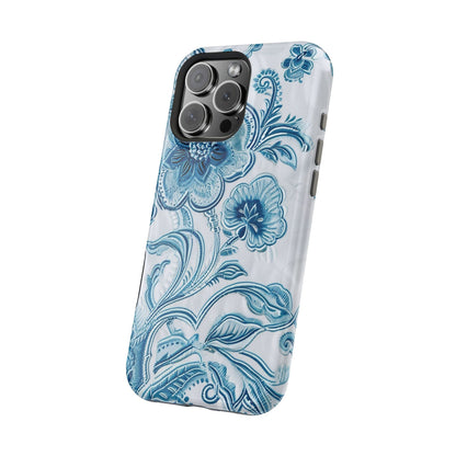 Blue Floral Magnetic Impact - Resistant Phone Case - DIGITAL X