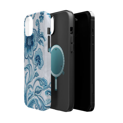 Blue Floral Magnetic Impact - Resistant Phone Case - DIGITAL X