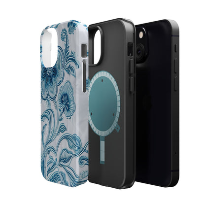 Blue Floral Magnetic Impact - Resistant Phone Case - DIGITAL X