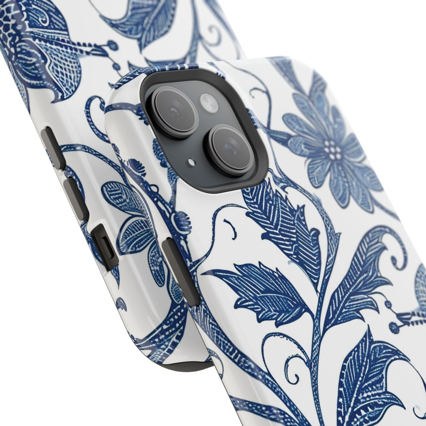 Blue Floral Magnetic Impact - Resistant Phone Case - DIGITAL X