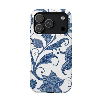 Blue Floral Magnetic Impact - Resistant Phone Case - DIGITAL X