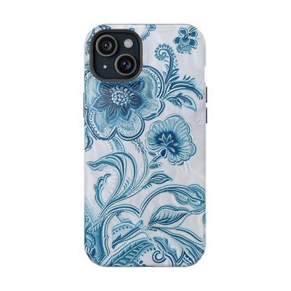 Blue Floral Magnetic Impact - Resistant Phone Case - DIGITAL X