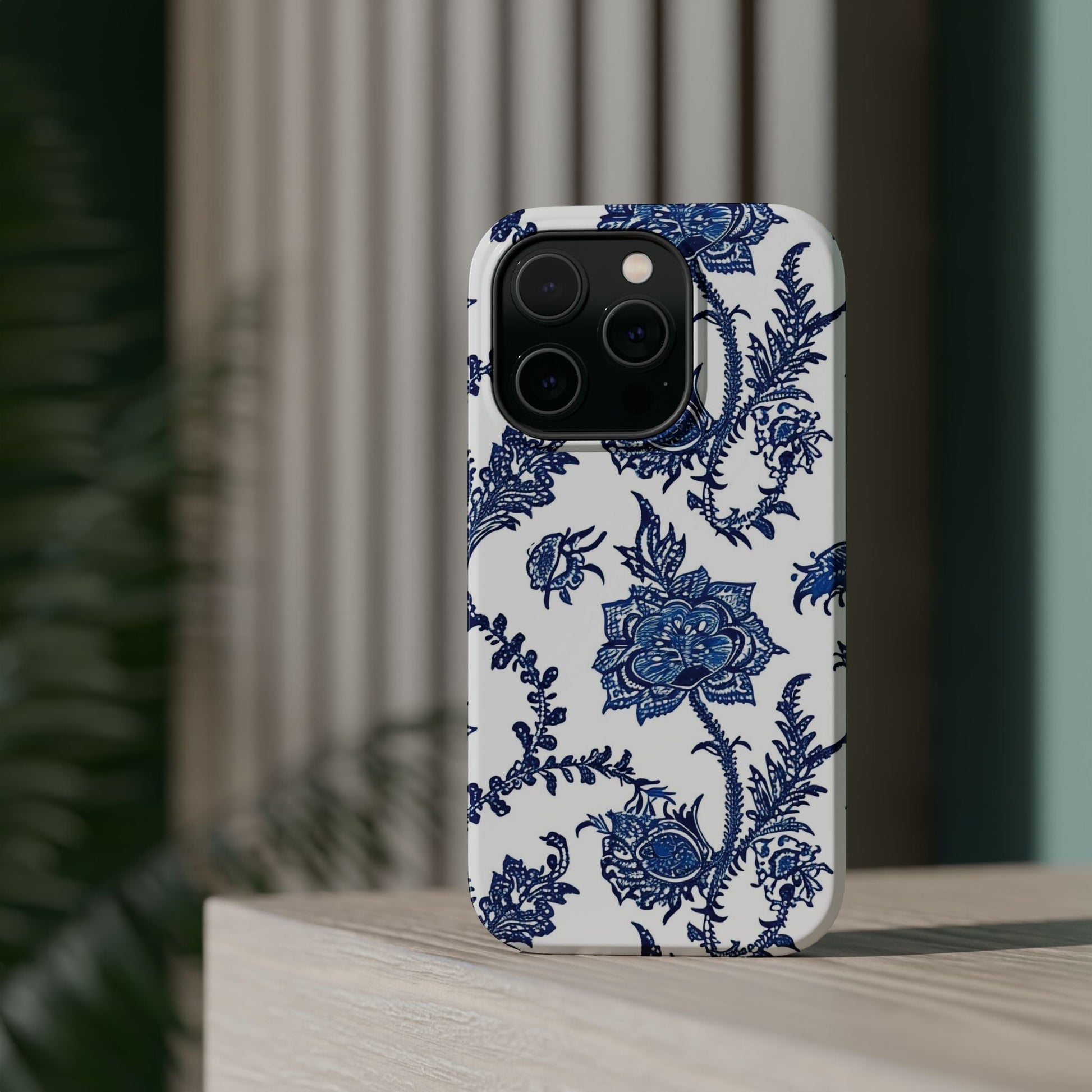 Blue Floral Magnetic Impact - Resistant Phone Case - DIGITAL X