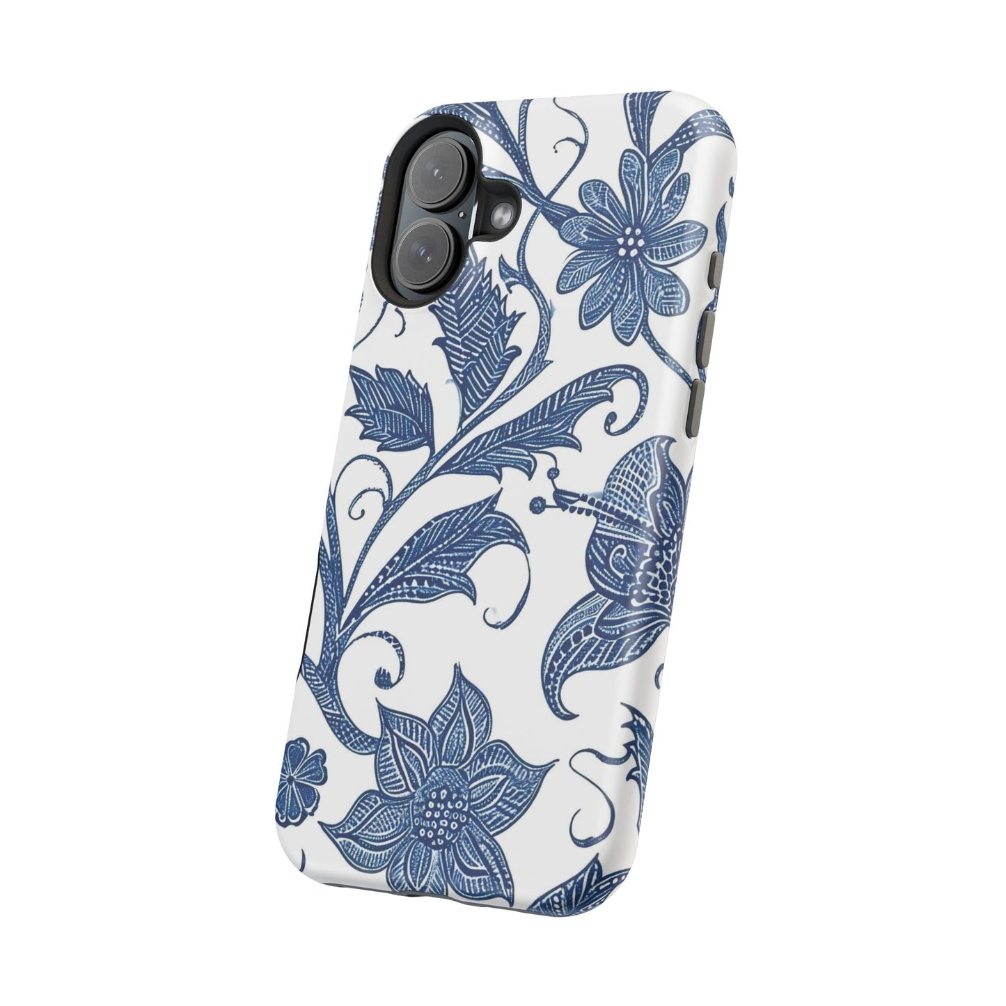 Blue Floral Magnetic Impact - Resistant Phone Case - DIGITAL X