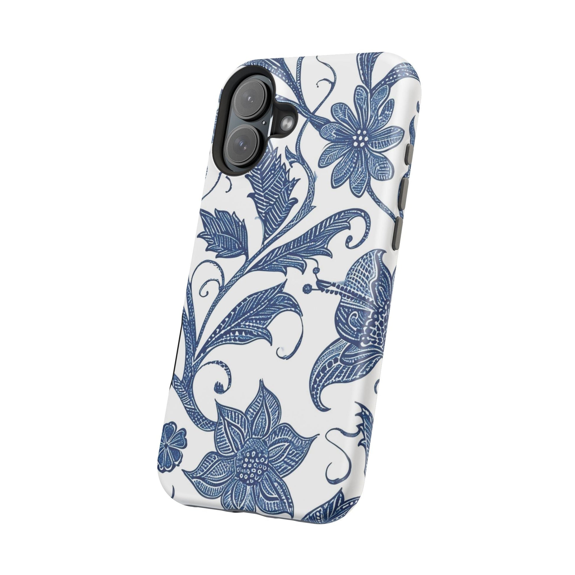 Blue Floral Magnetic Impact - Resistant Phone Case - DIGITAL X
