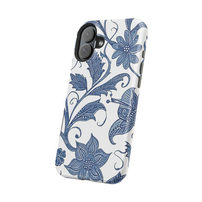 Blue Floral Magnetic Impact - Resistant Phone Case - DIGITAL X