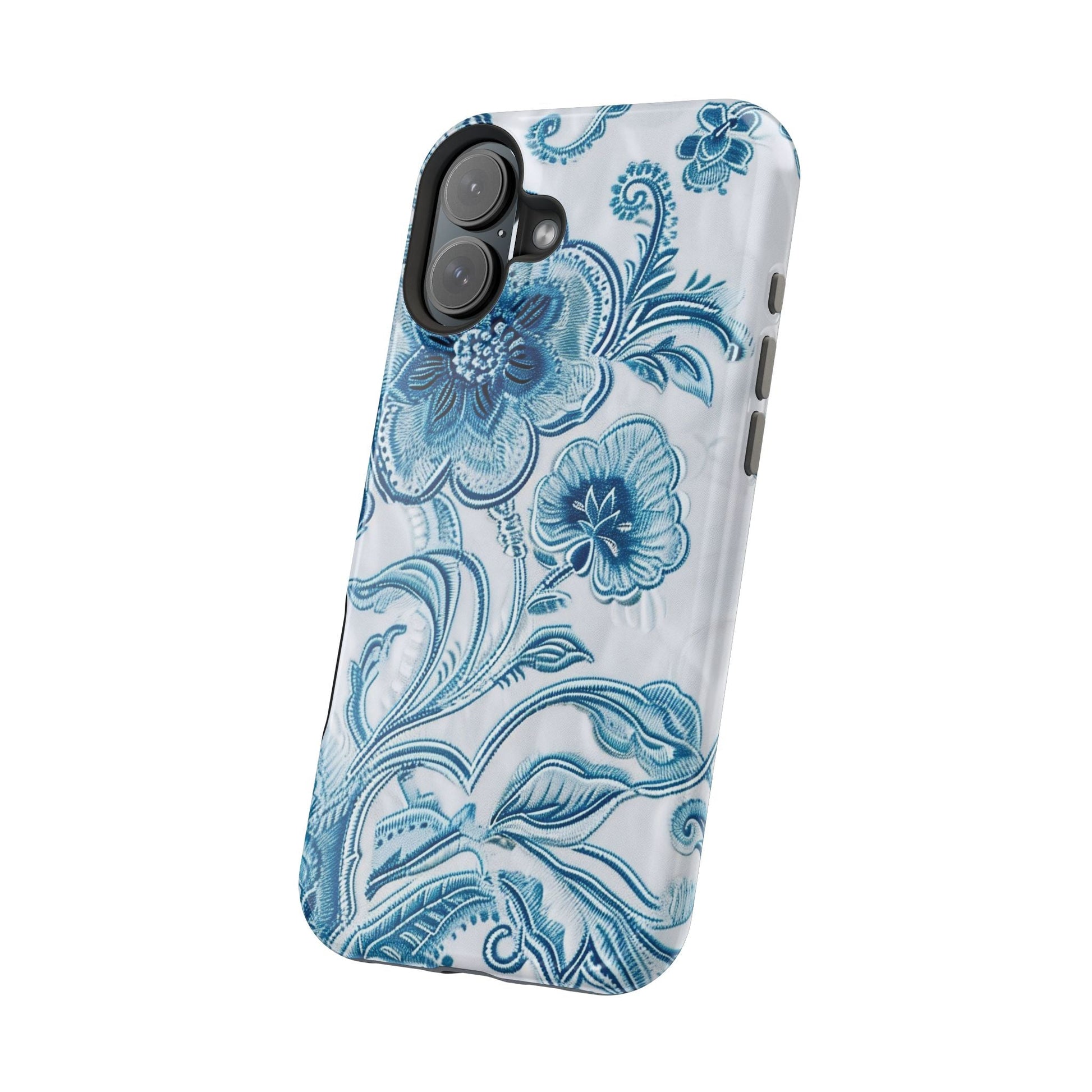 Blue Floral Magnetic Impact - Resistant Phone Case - DIGITAL X