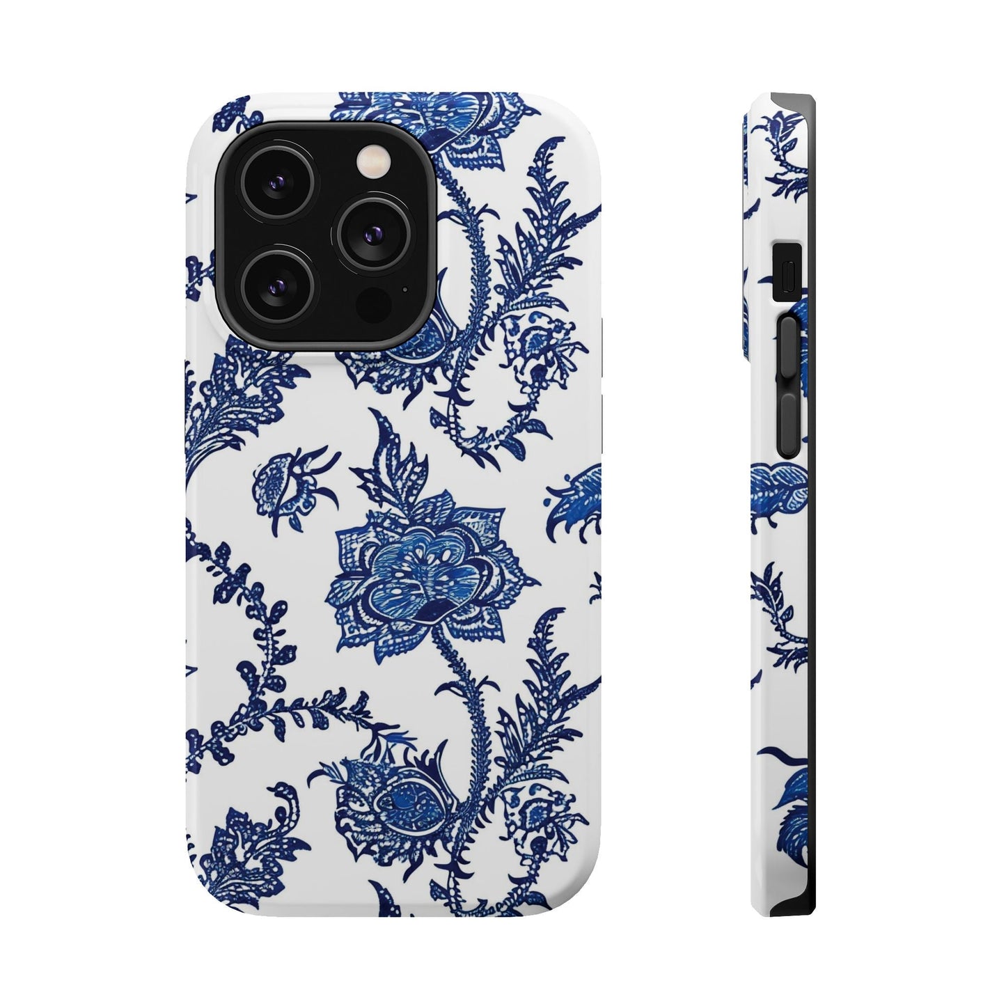 Blue Floral Magnetic Impact - Resistant Phone Case - DIGITAL X