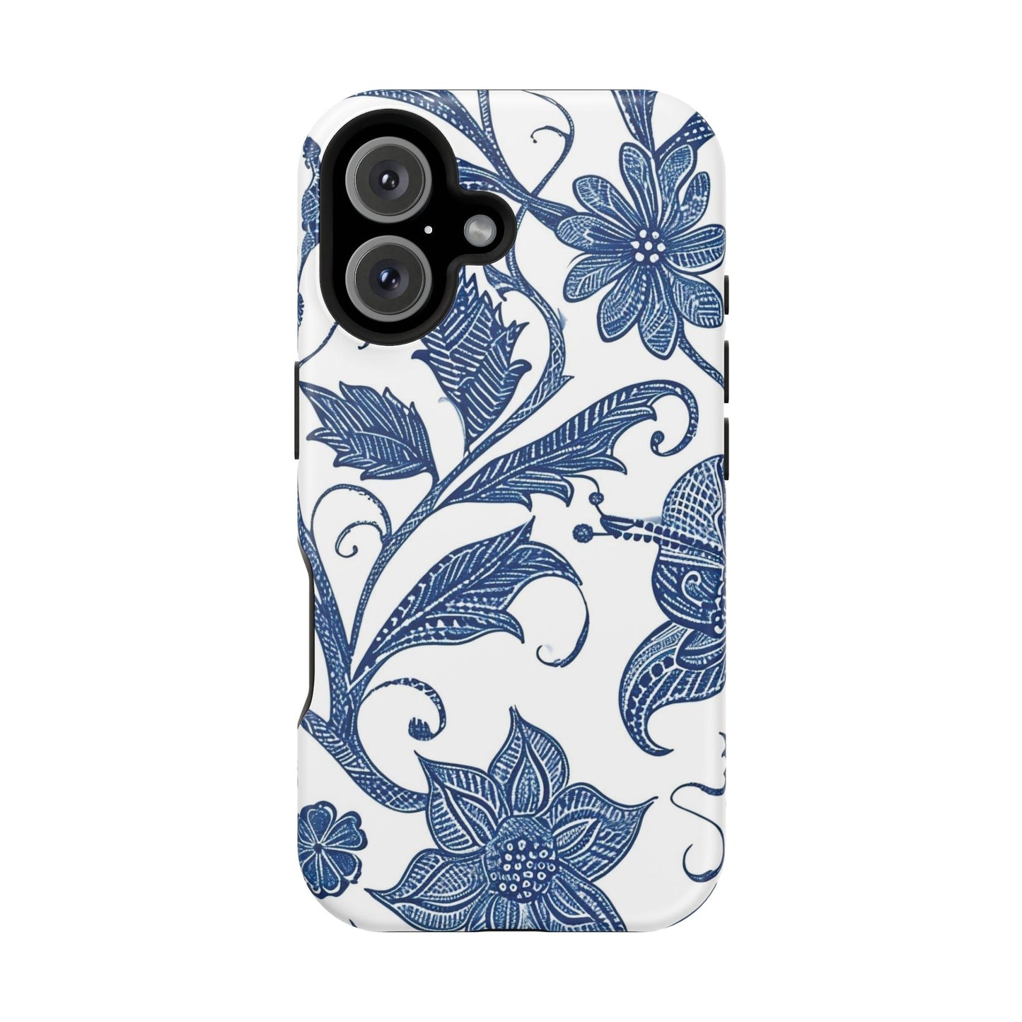 Blue Floral Magnetic Impact - Resistant Phone Case - DIGITAL X