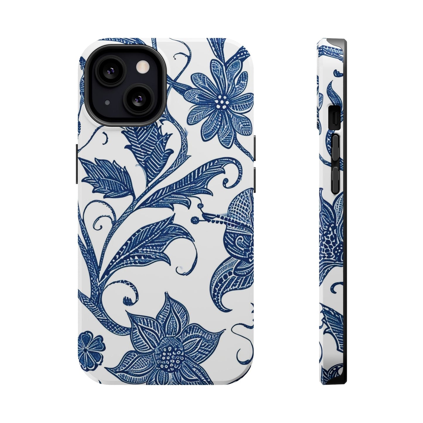 Blue Floral Magnetic Impact - Resistant Phone Case - DIGITAL X
