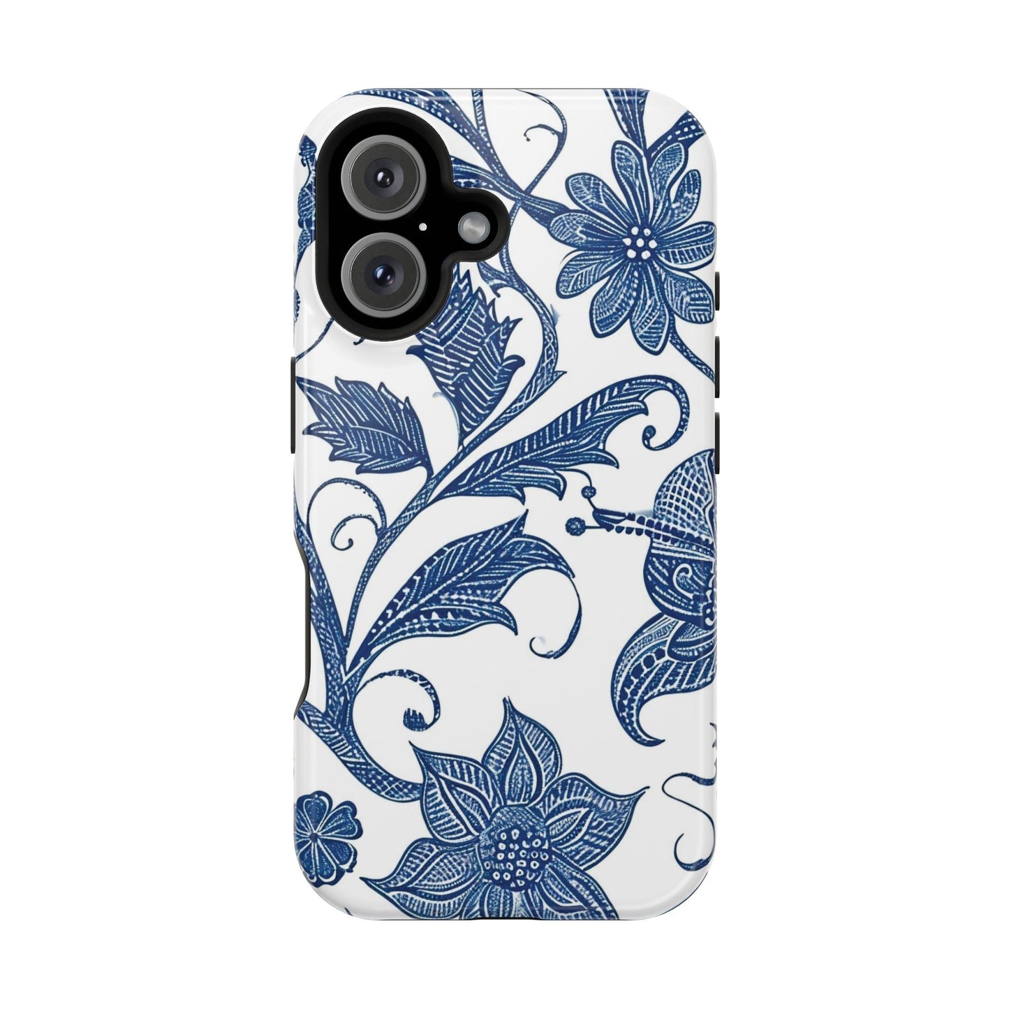 Blue Floral Magnetic Impact - Resistant Phone Case - DIGITAL X