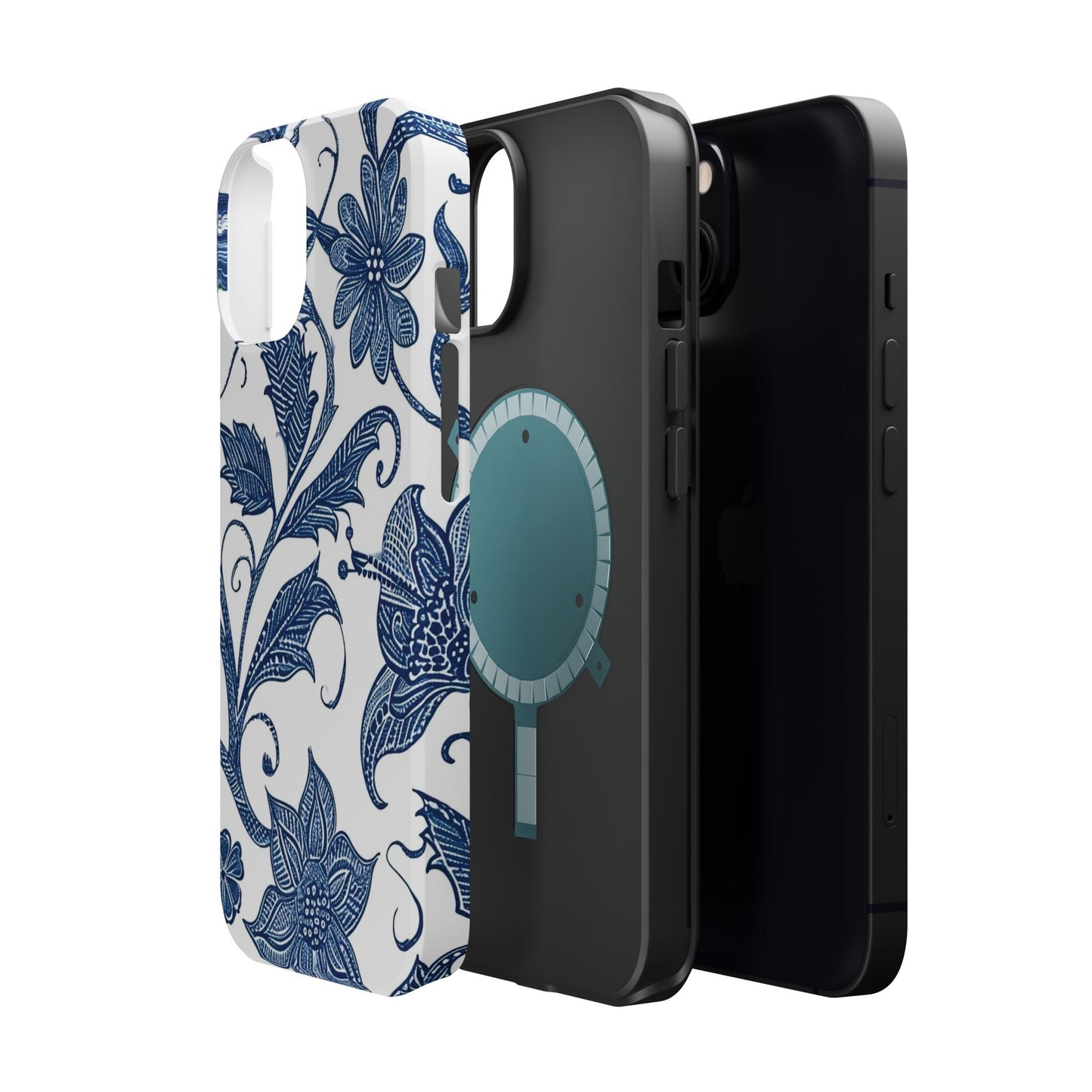 Blue Floral Magnetic Impact - Resistant Phone Case - DIGITAL X