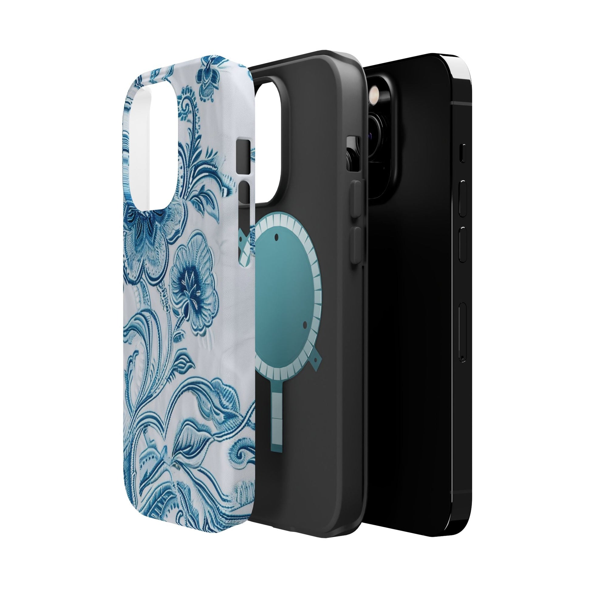 Blue Floral Magnetic Impact - Resistant Phone Case - DIGITAL X