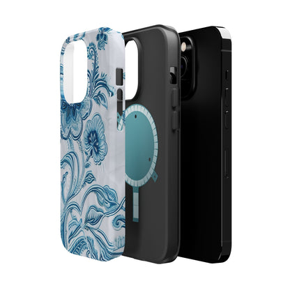 Blue Floral Magnetic Impact - Resistant Phone Case - DIGITAL X