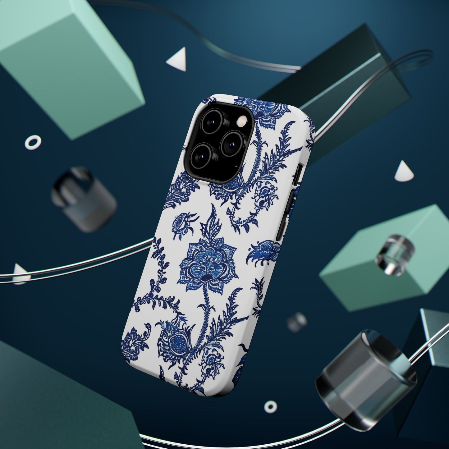 Blue Floral Magnetic Impact - Resistant Phone Case - DIGITAL X