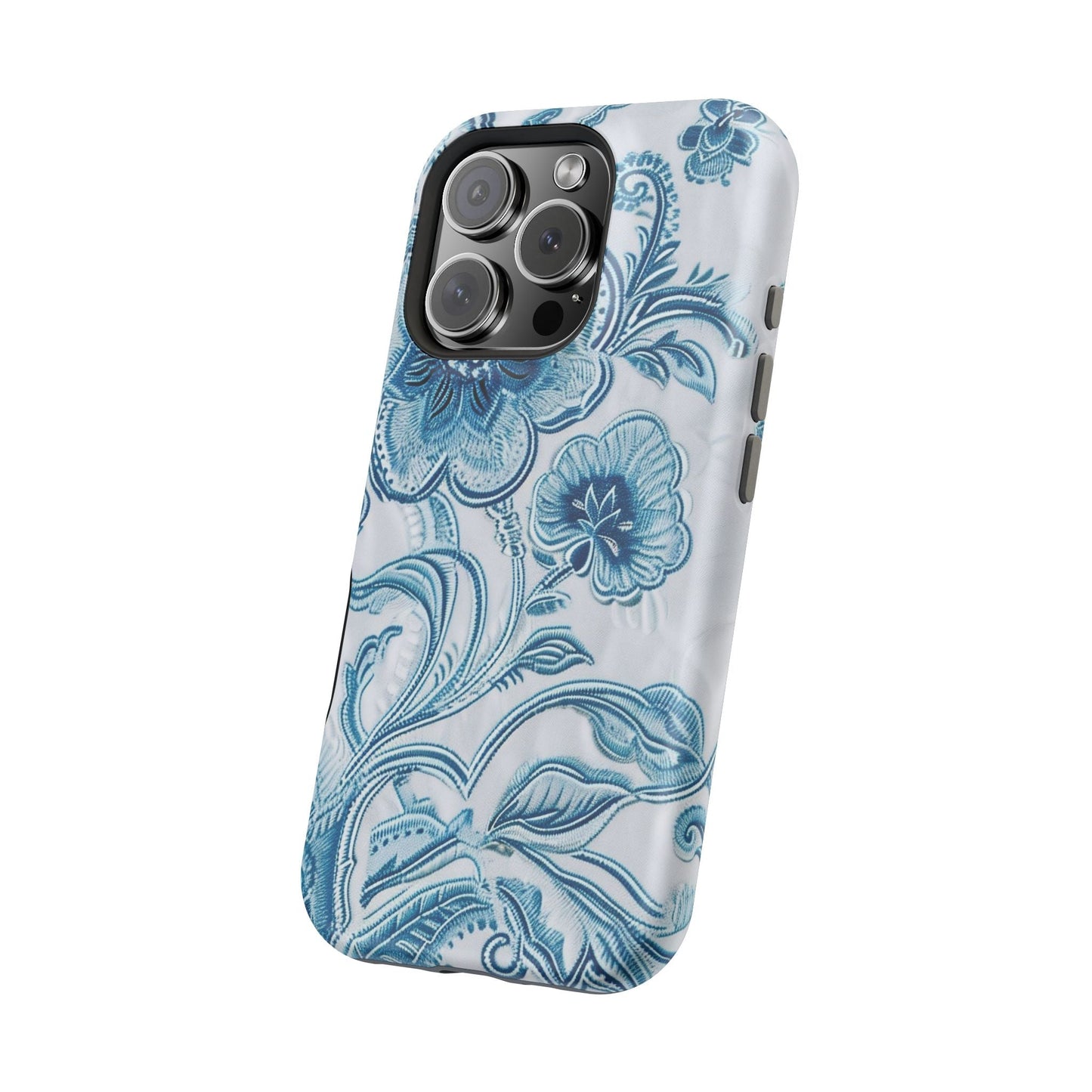 Blue Floral Magnetic Impact - Resistant Phone Case - DIGITAL X