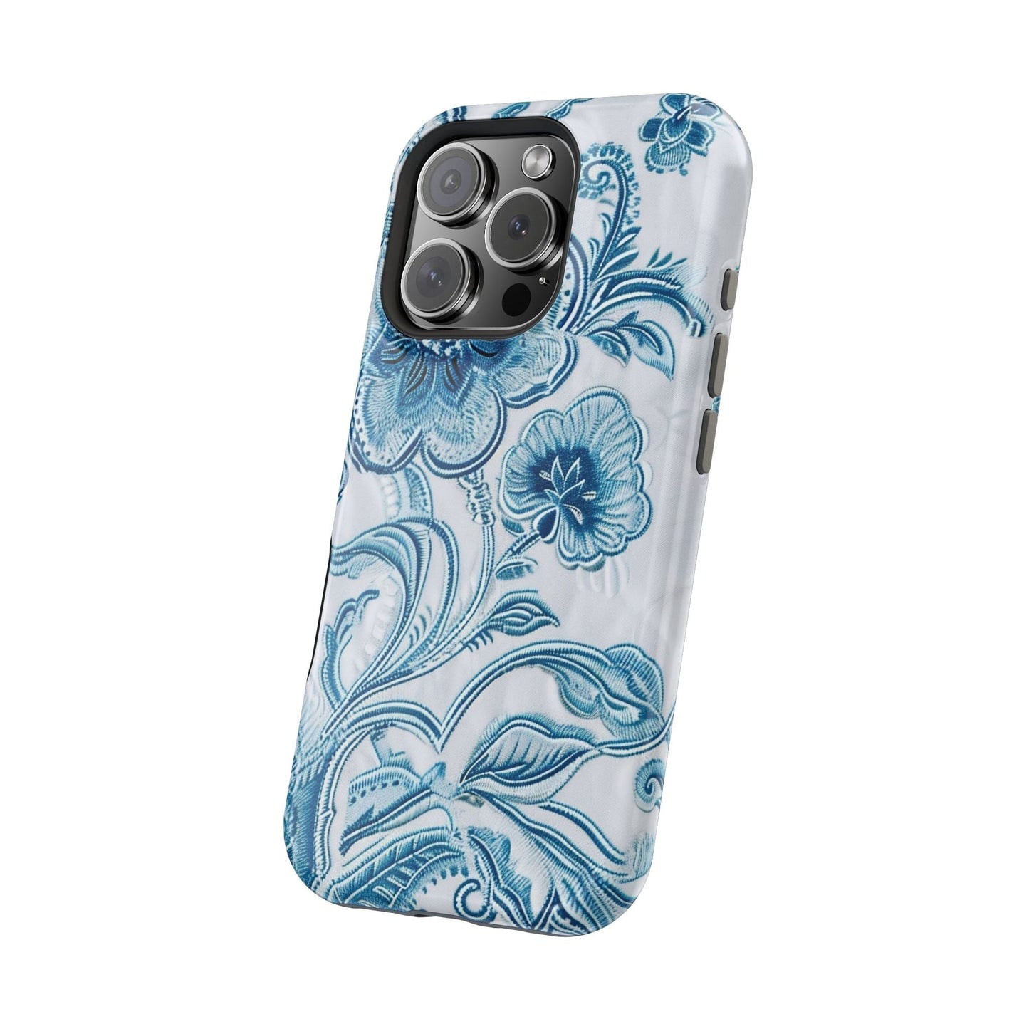 Blue Floral Magnetic Impact - Resistant Phone Case - DIGITAL X