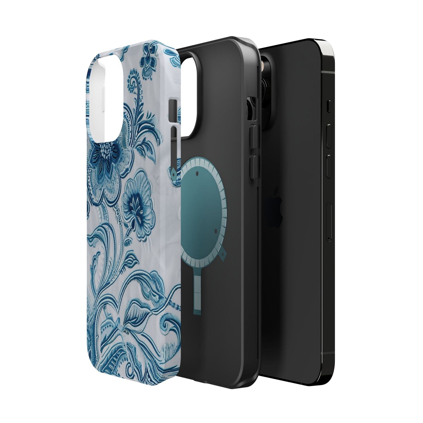 Blue Floral Magnetic Impact - Resistant Phone Case - DIGITAL X