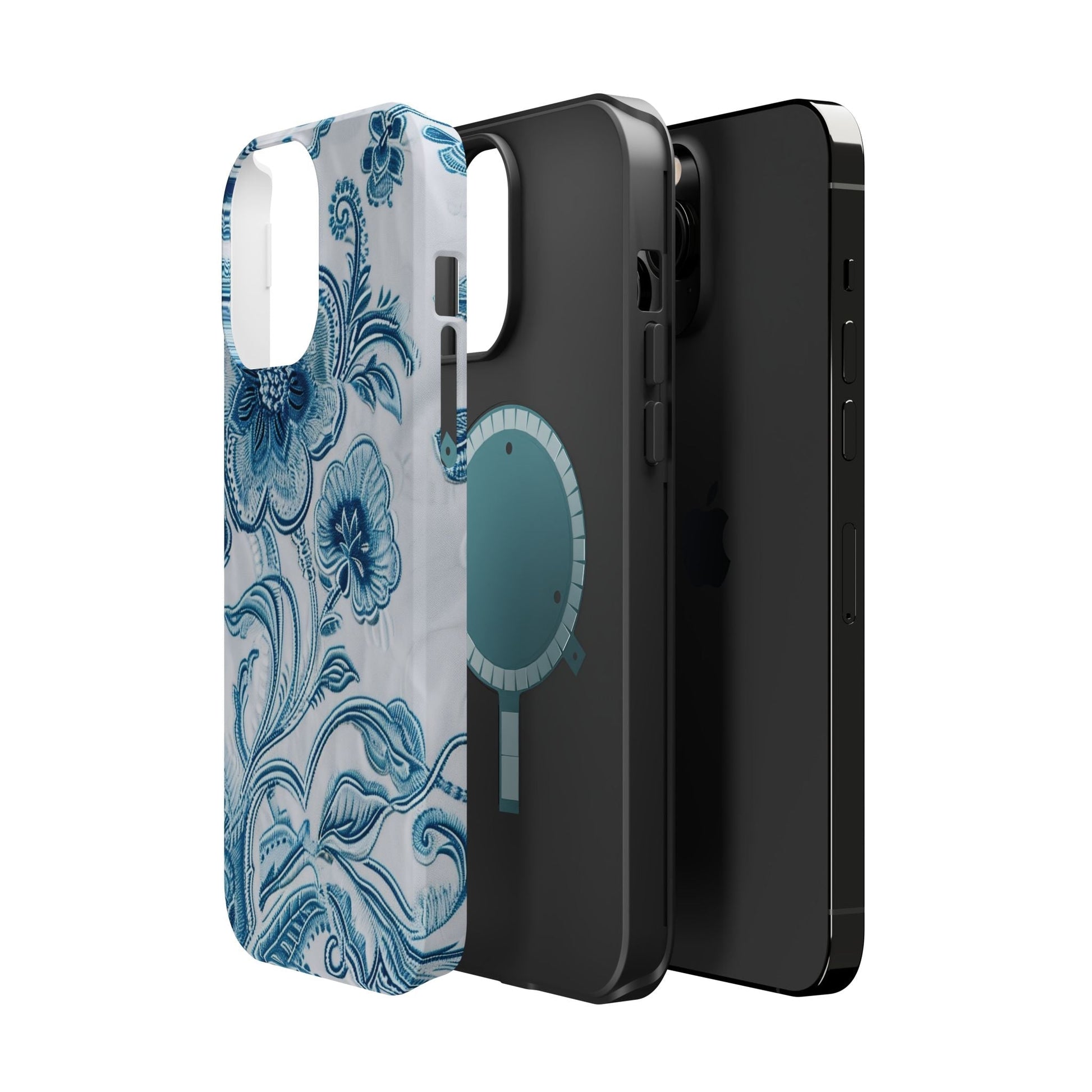 Blue Floral Magnetic Impact - Resistant Phone Case - DIGITAL X