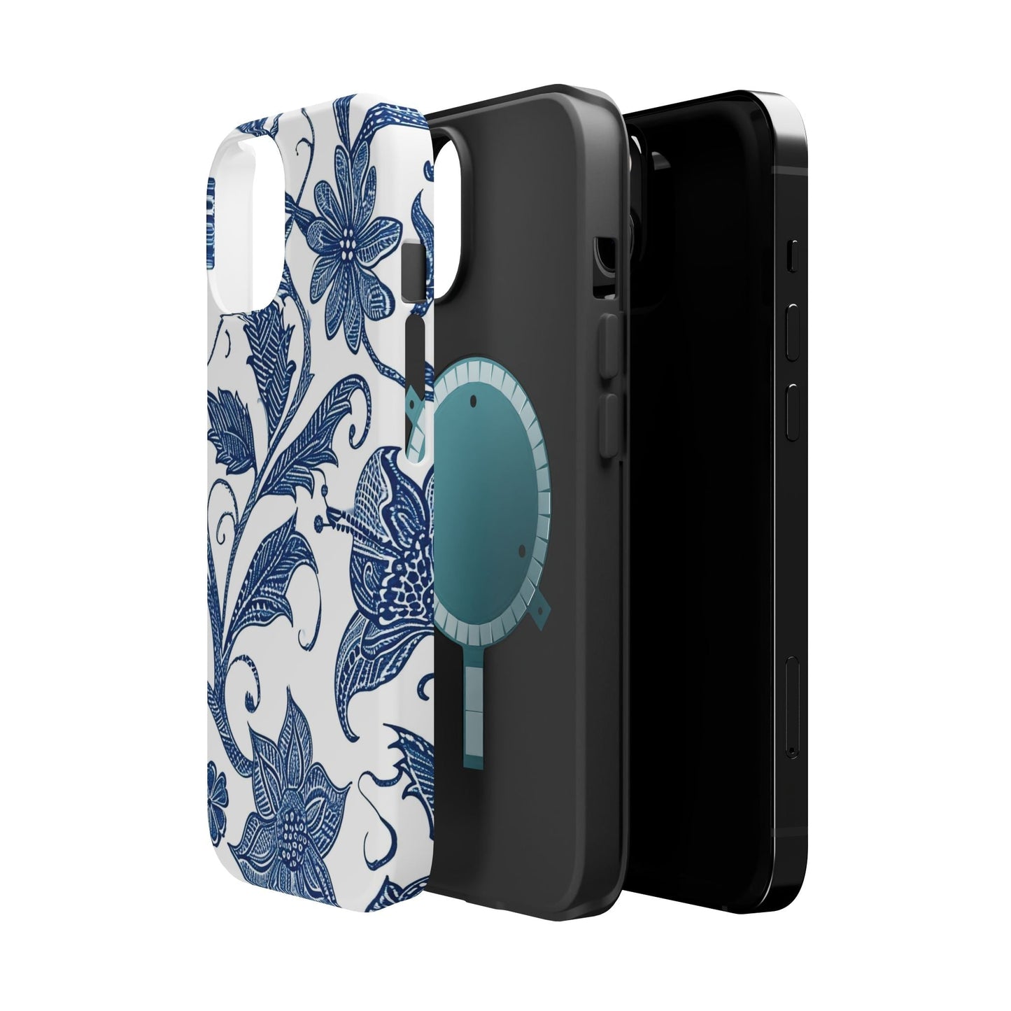 Blue Floral Magnetic Impact - Resistant Phone Case - DIGITAL X