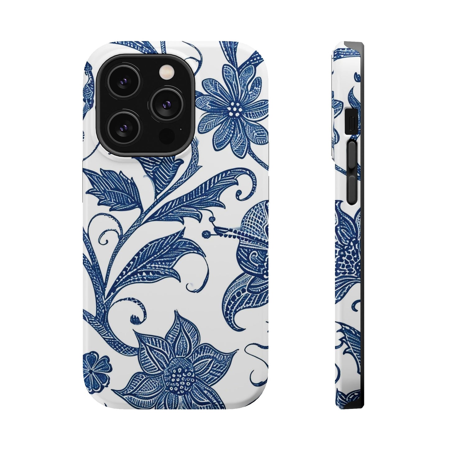 Blue Floral Magnetic Impact - Resistant Phone Case - DIGITAL X