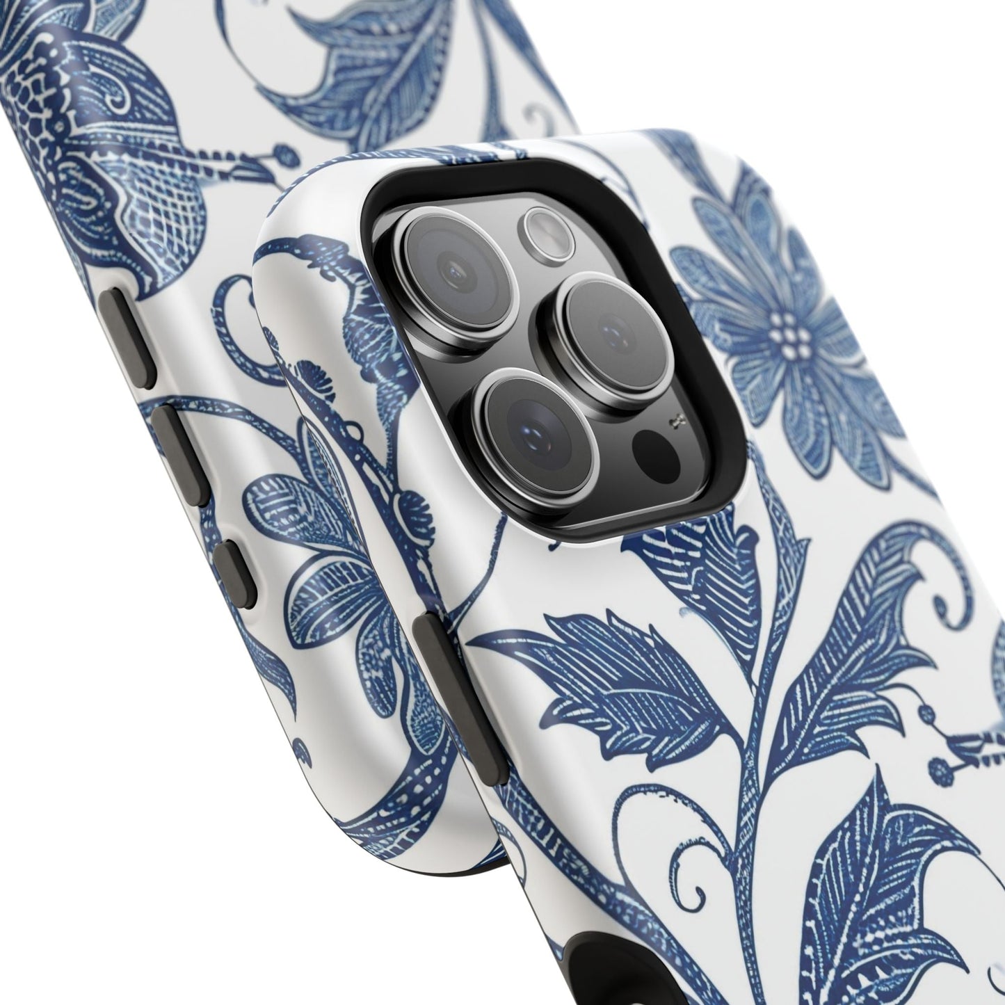 Blue Floral Magnetic Impact - Resistant Phone Case - DIGITAL X