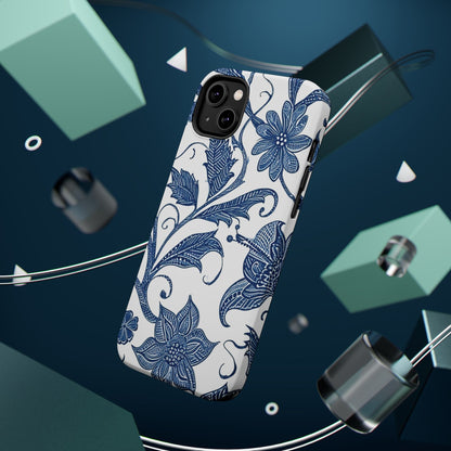 Blue Floral Magnetic Impact - Resistant Phone Case - DIGITAL X