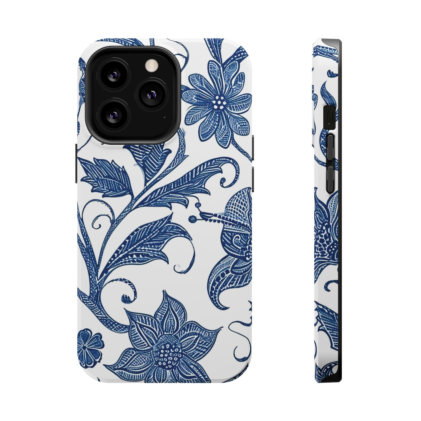 Blue Floral Magnetic Impact - Resistant Phone Case - DIGITAL X