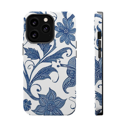 Blue Floral Magnetic Impact - Resistant Phone Case - DIGITAL X