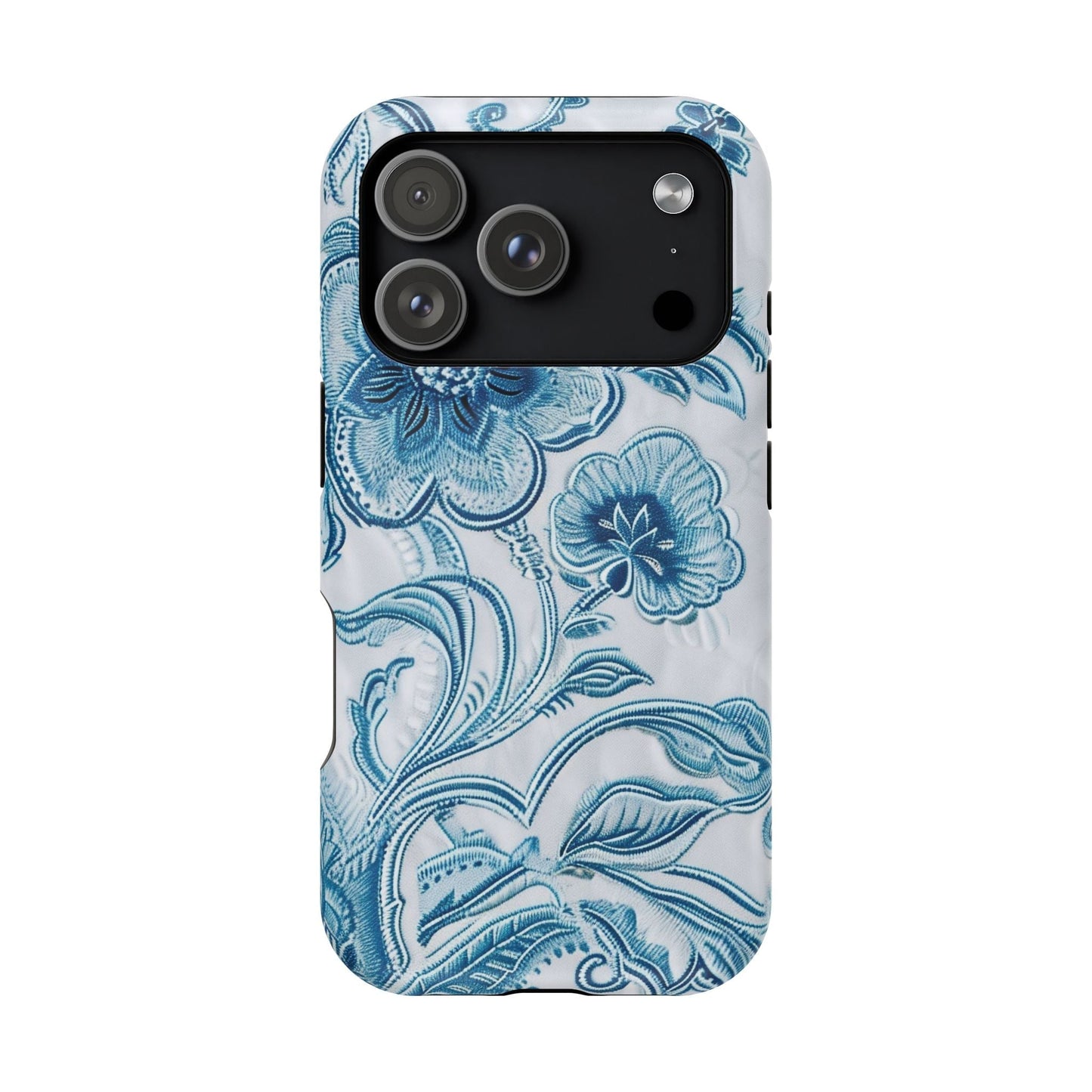 Blue Floral Magnetic Impact - Resistant Phone Case - DIGITAL X