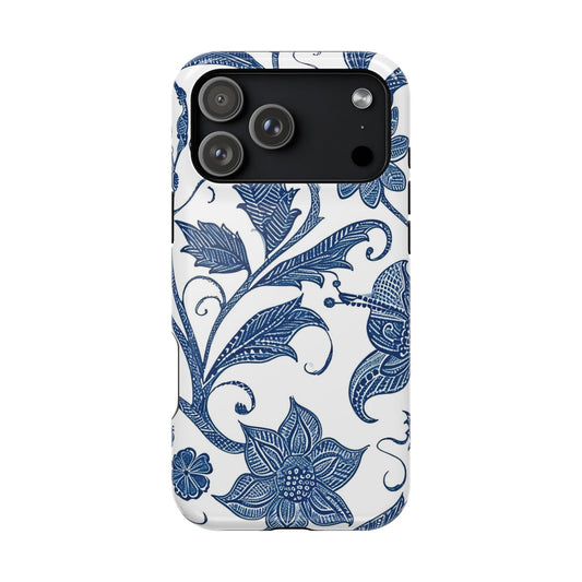 Blue Floral Magnetic Impact - Resistant Phone Case - DIGITAL X