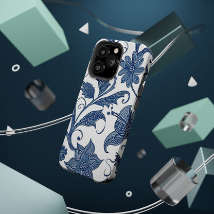 Blue Floral Magnetic Impact - Resistant Phone Case - DIGITAL X