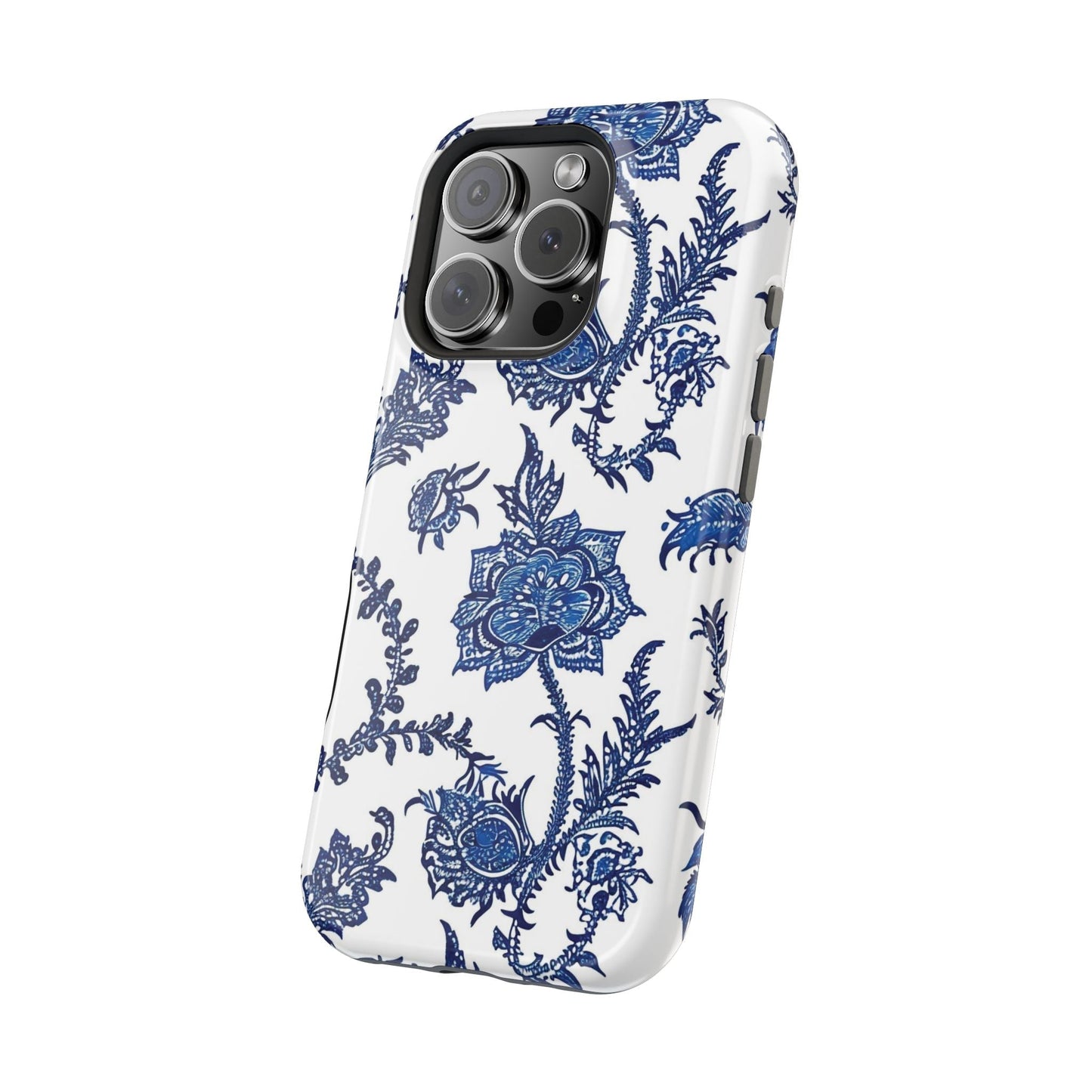 Blue Floral Magnetic Impact - Resistant Phone Case - DIGITAL X