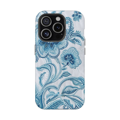 Blue Floral Magnetic Impact - Resistant Phone Case - DIGITAL X