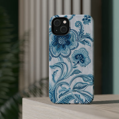 Blue Floral Magnetic Impact - Resistant Phone Case - DIGITAL X