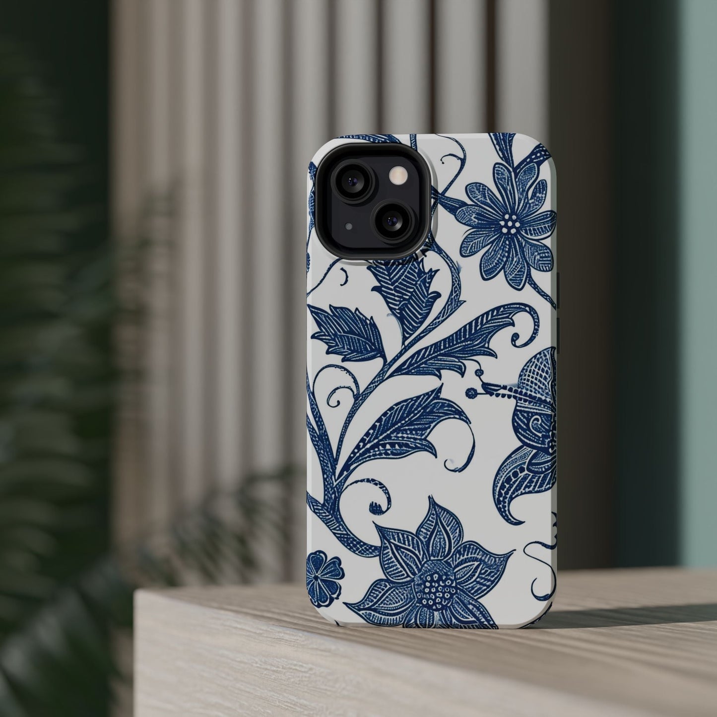 Blue Floral Magnetic Impact - Resistant Phone Case - DIGITAL X