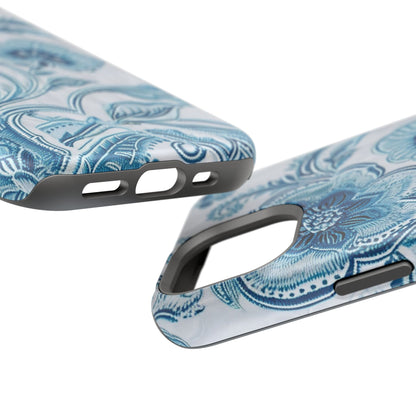 Blue Floral Magnetic Impact - Resistant Phone Case - DIGITAL X