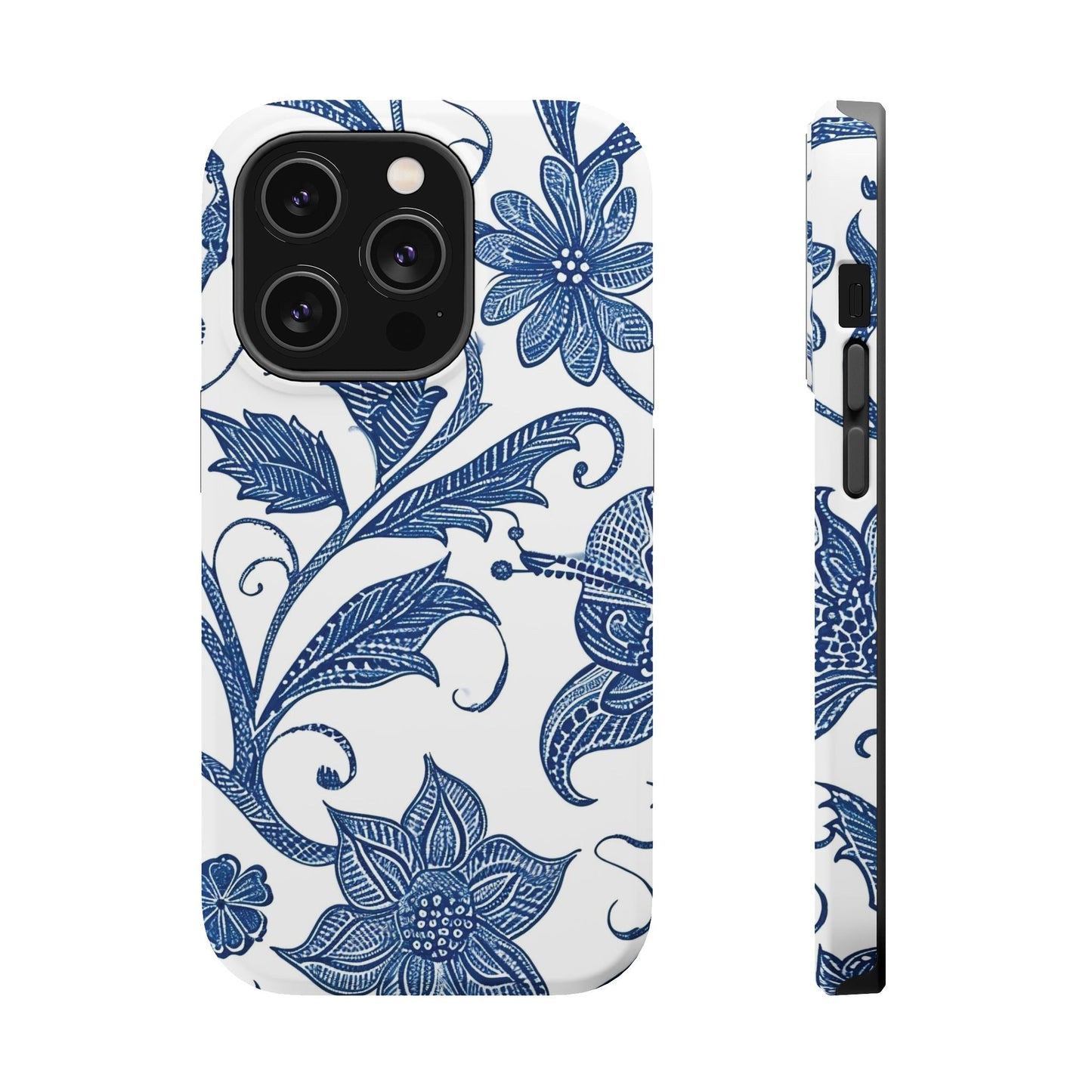 Blue Floral Magnetic Impact - Resistant Phone Case - DIGITAL X
