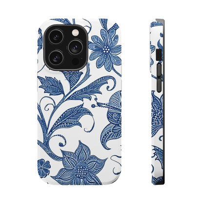 Blue Floral Magnetic Impact - Resistant Phone Case - DIGITAL X