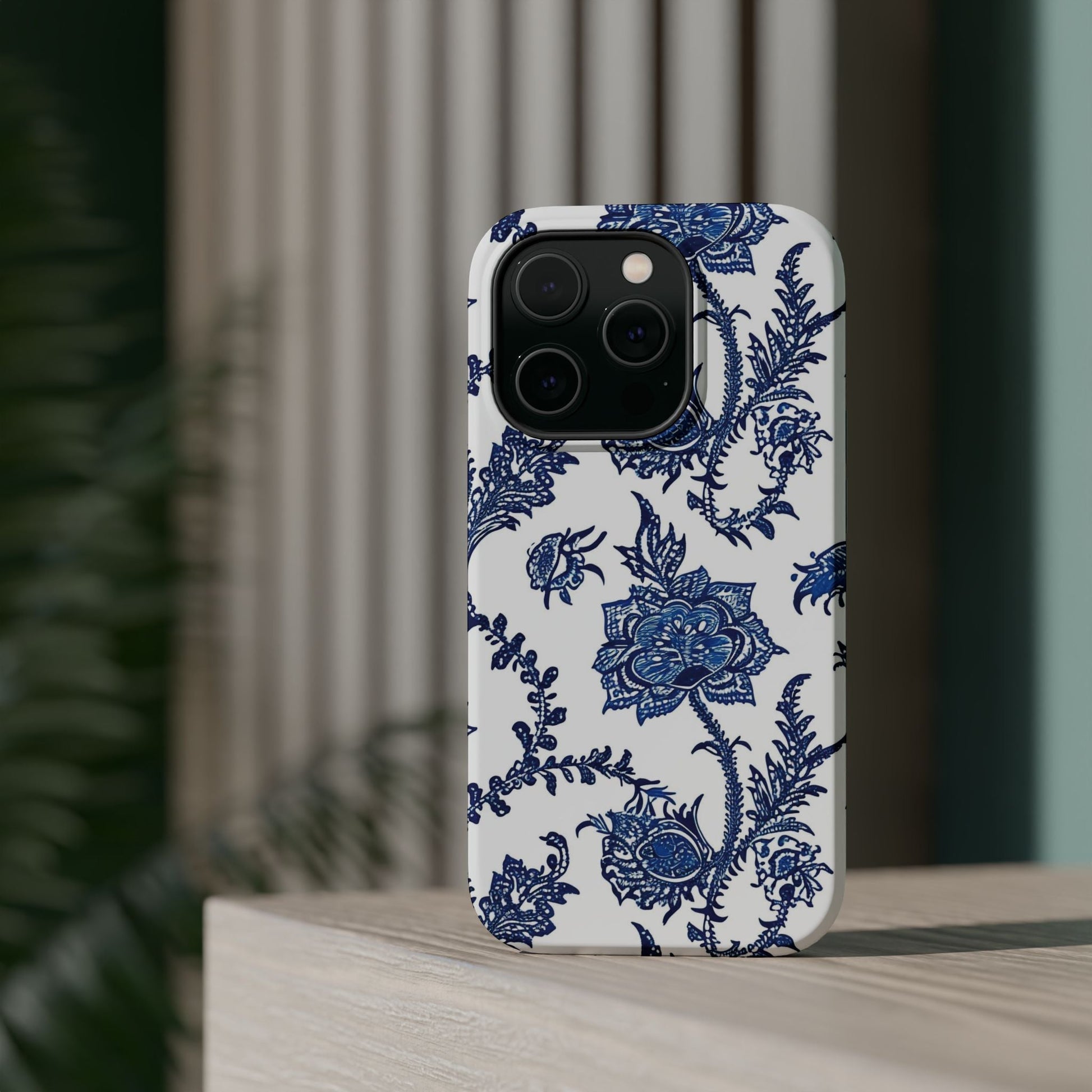 Blue Floral Magnetic Impact - Resistant Phone Case - DIGITAL X
