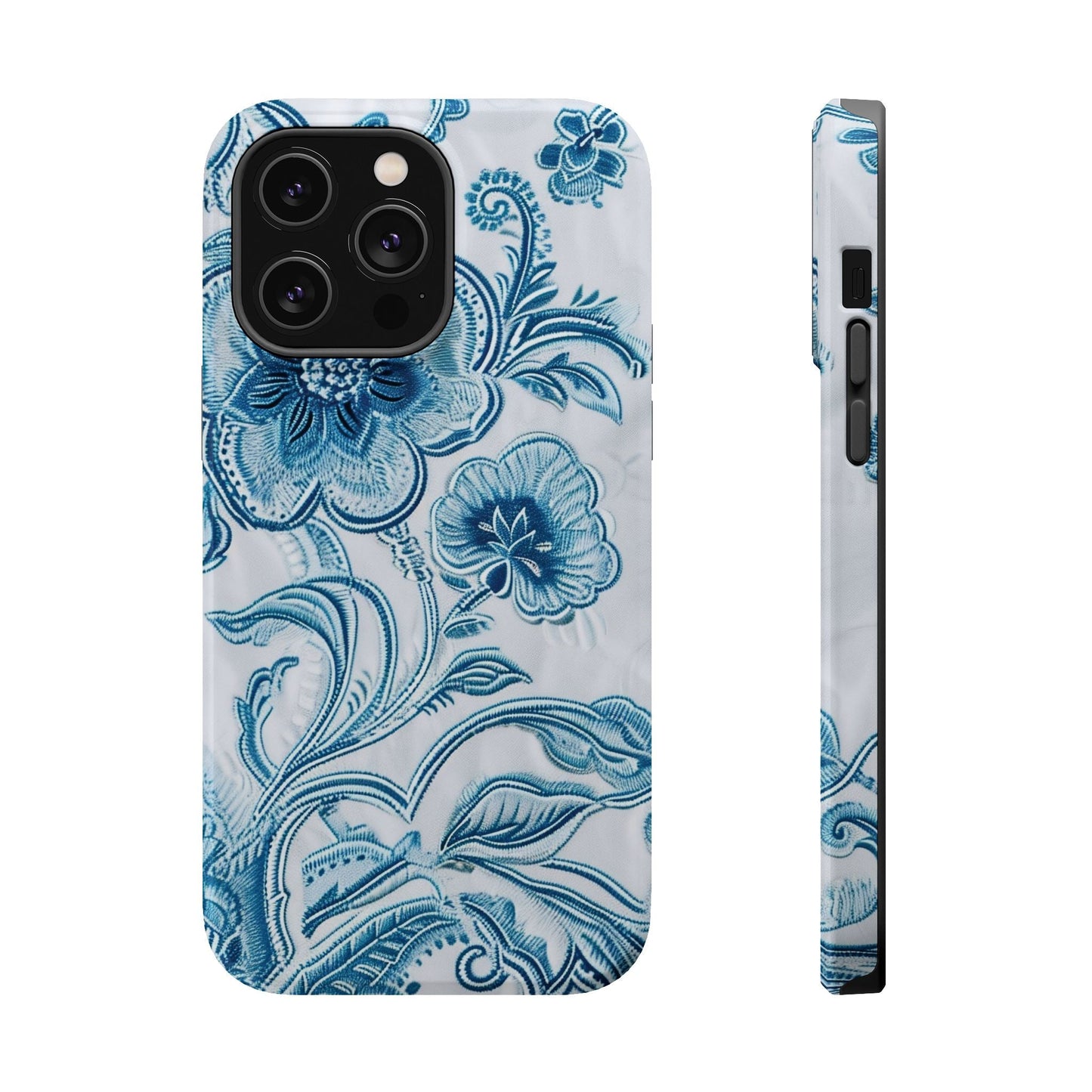 Blue Floral Magnetic Impact - Resistant Phone Case - DIGITAL X
