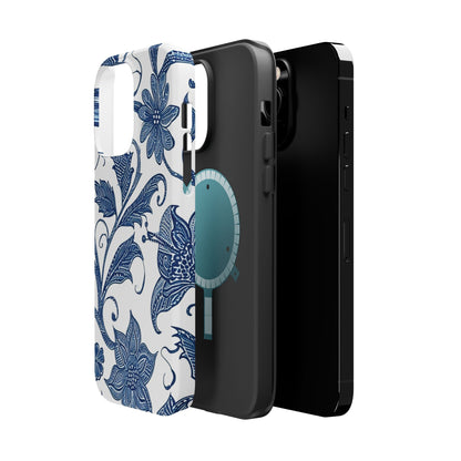 Blue Floral Magnetic Impact - Resistant Phone Case - DIGITAL X
