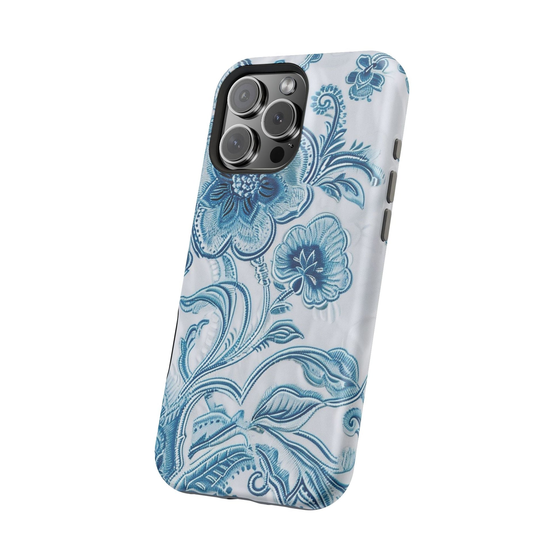 Blue Floral Magnetic Impact - Resistant Phone Case - DIGITAL X