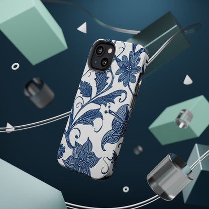 Blue Floral Magnetic Impact - Resistant Phone Case - DIGITAL X
