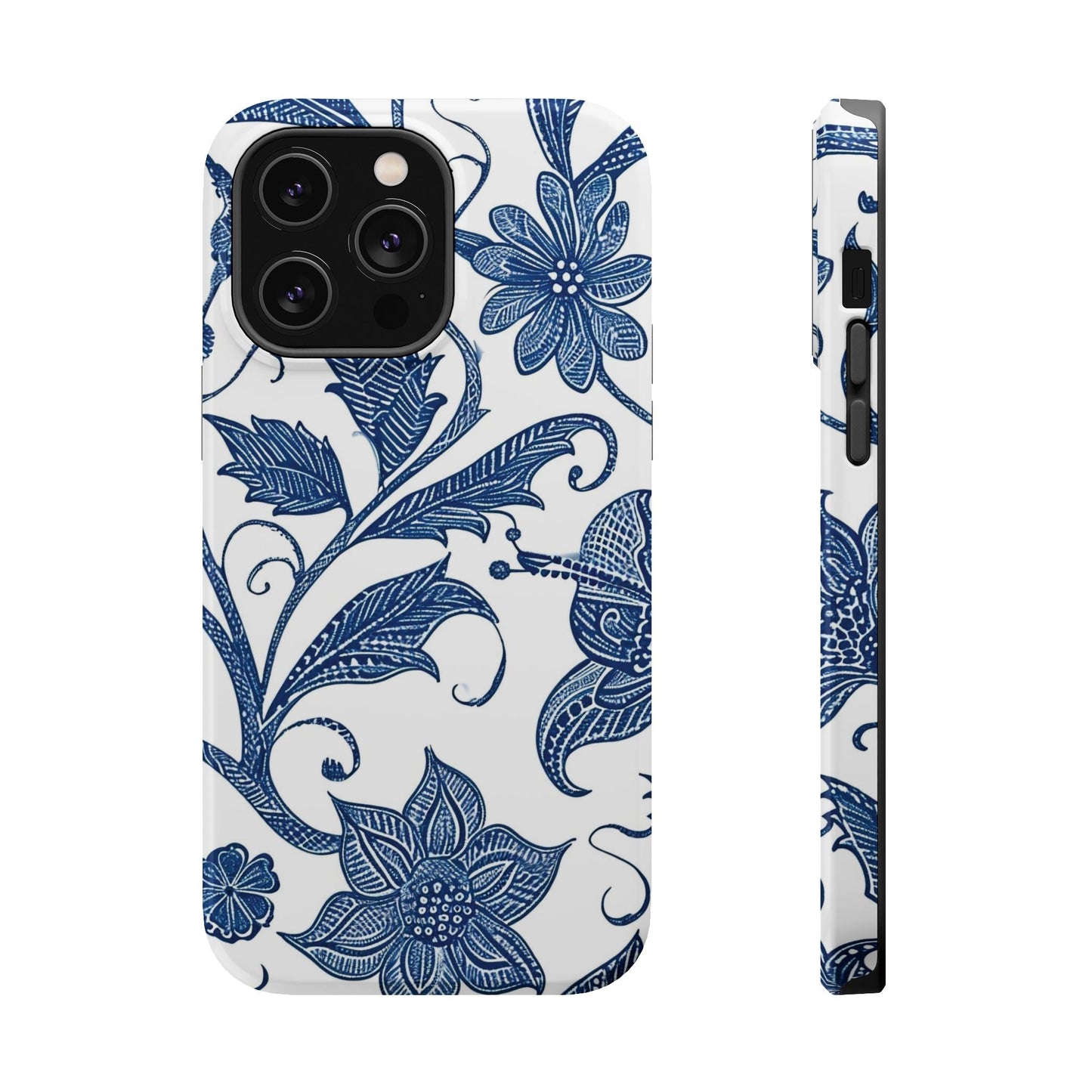Blue Floral Magnetic Impact - Resistant Phone Case - DIGITAL X