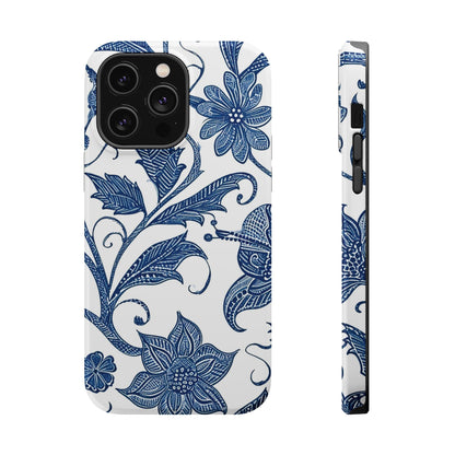Blue Floral Magnetic Impact - Resistant Phone Case - DIGITAL X