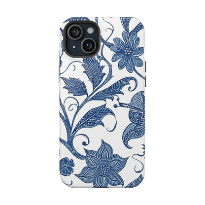Blue Floral Magnetic Impact - Resistant Phone Case - DIGITAL X