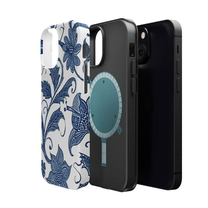 Blue Floral Magnetic Impact - Resistant Phone Case - DIGITAL X