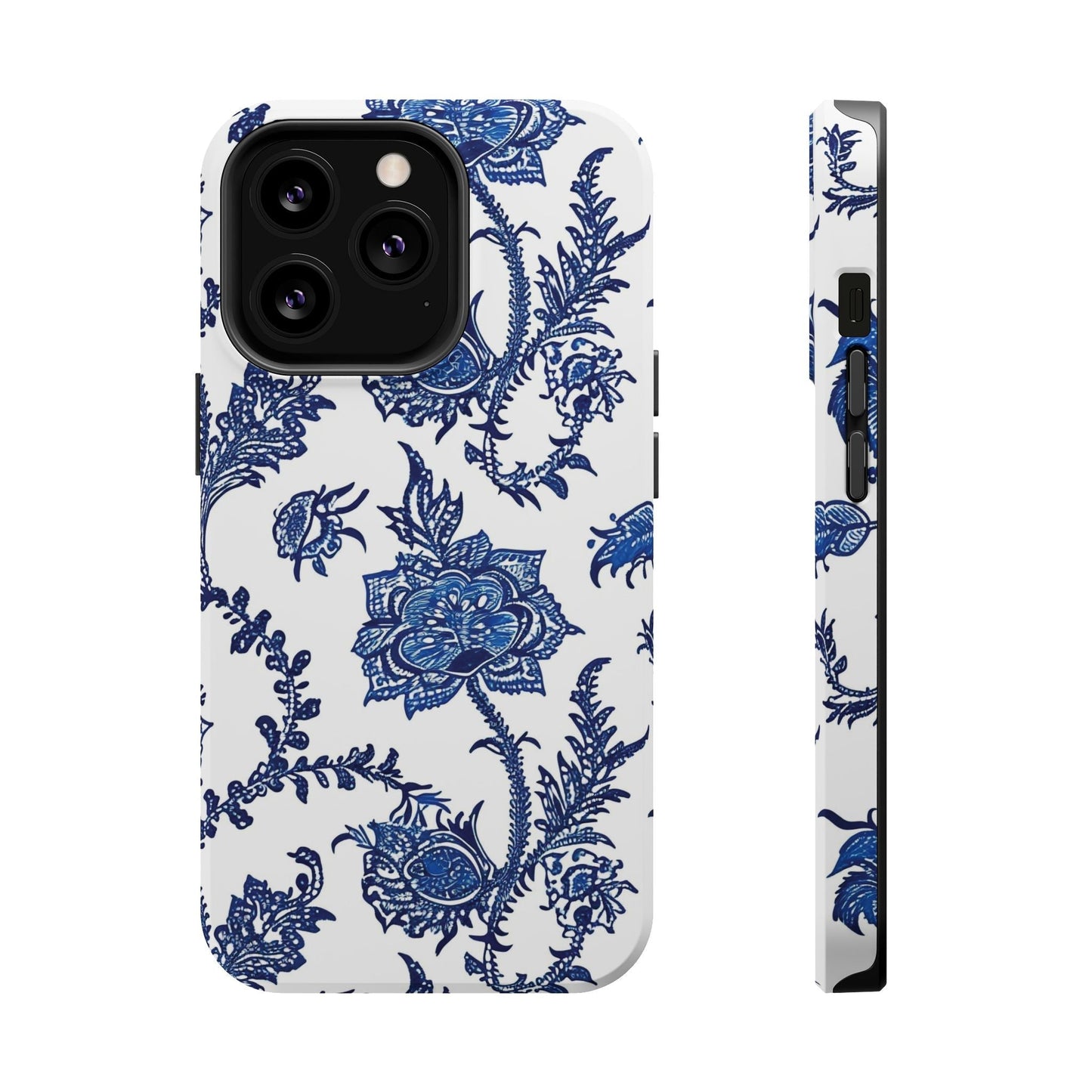 Blue Floral Magnetic Impact - Resistant Phone Case - DIGITAL X